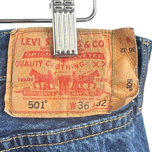 Levi's 501 Button Fly Jeans Mens 36x30 Classic Denim Streetwear Button Fly Retro - Picture 9 of 14